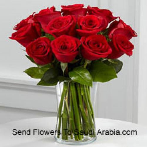 12 Red Roses in Vase